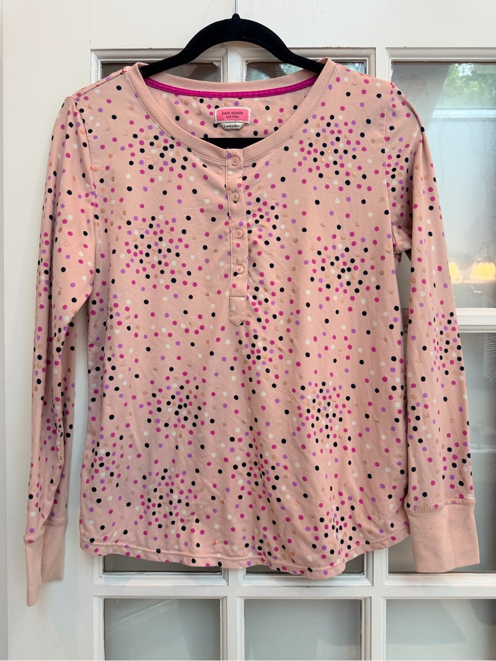 kate spade New York Festive Confetti Dot Pajama Top In Pink Polka Dot Size S